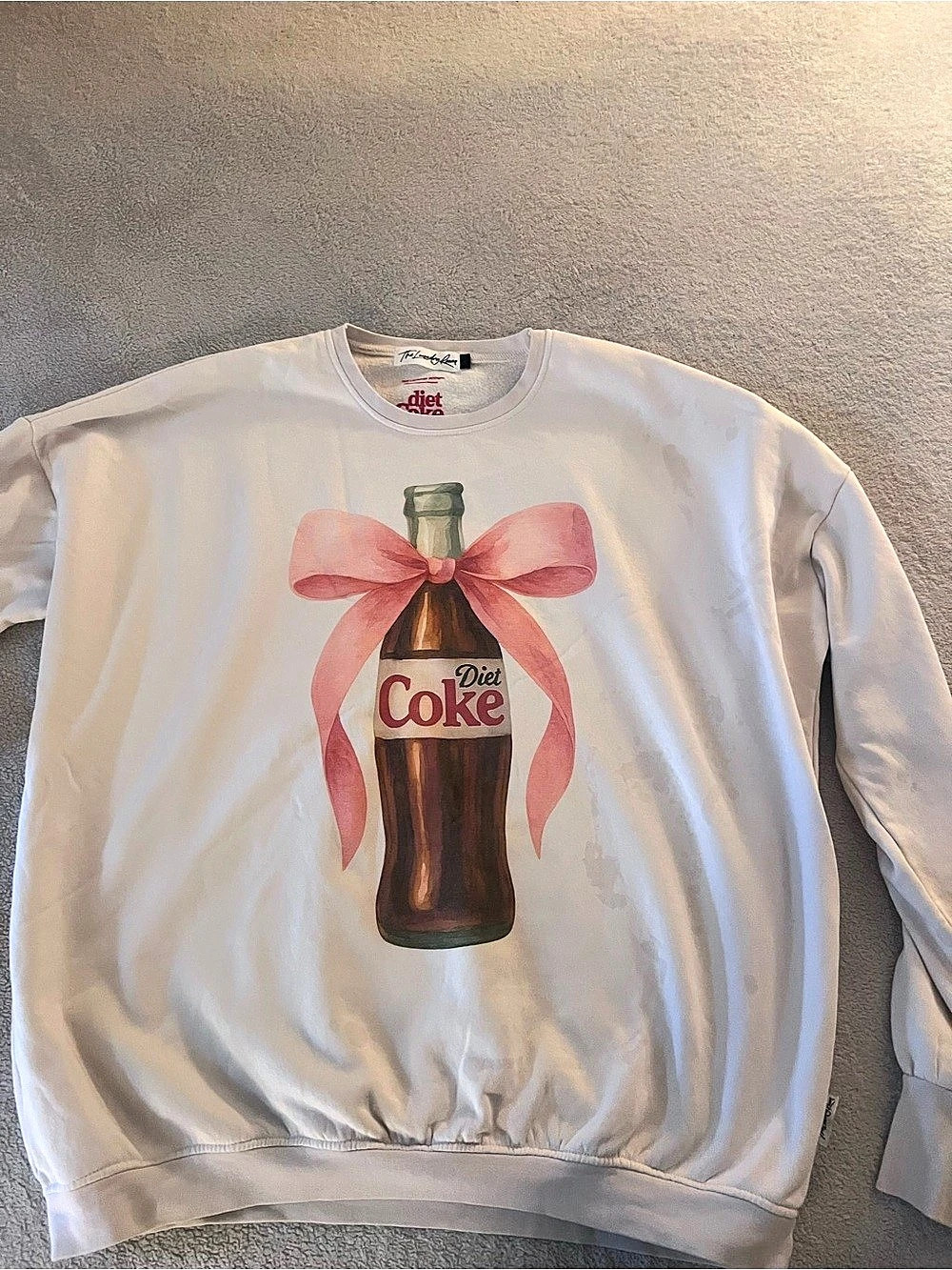 The Laundry Room Diet Coke Bow Standard Jumper Sweatshirt White & Red Large